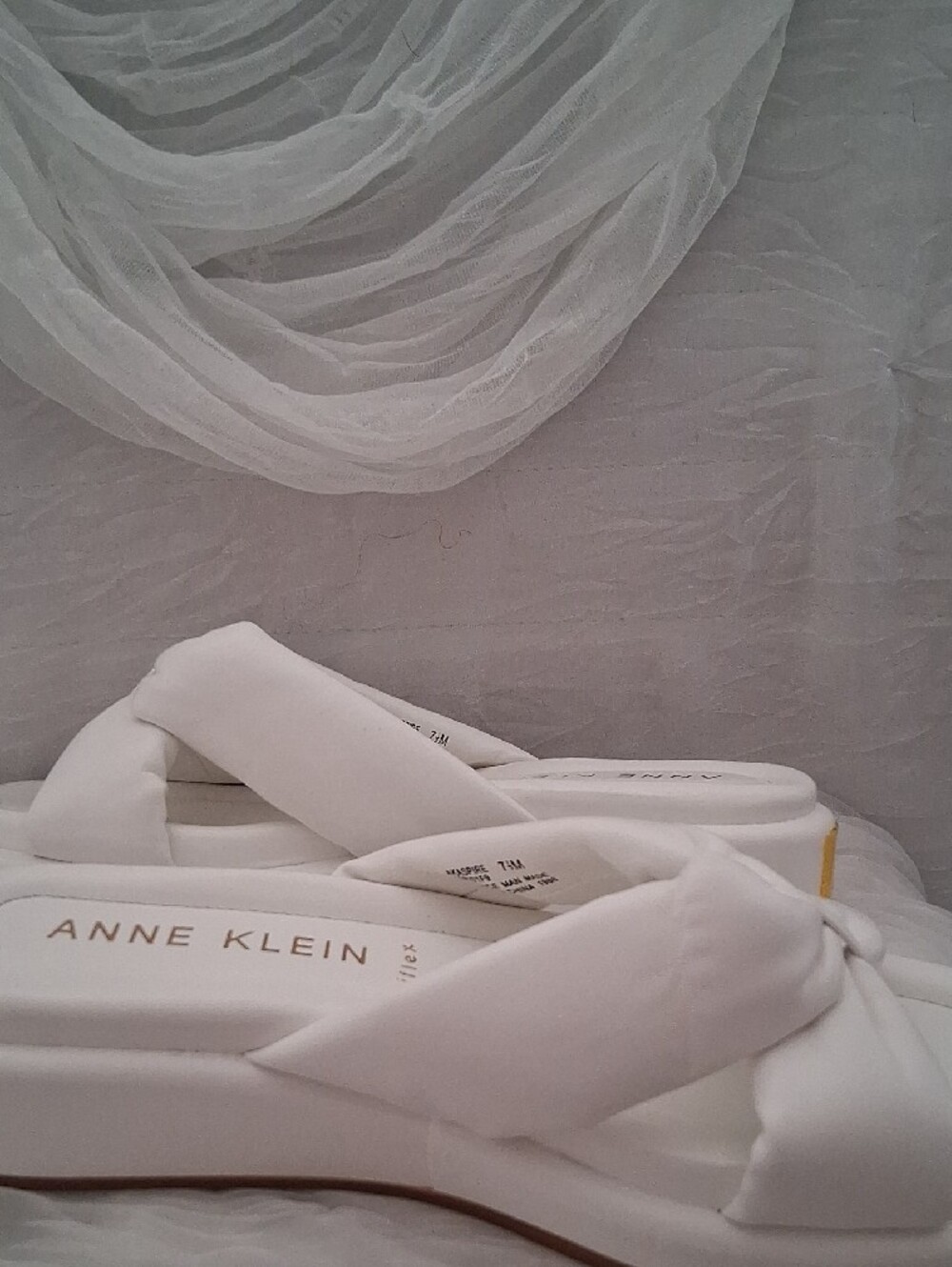 Anne Klein White Knotted Slide Mules - Picture 5 of 7